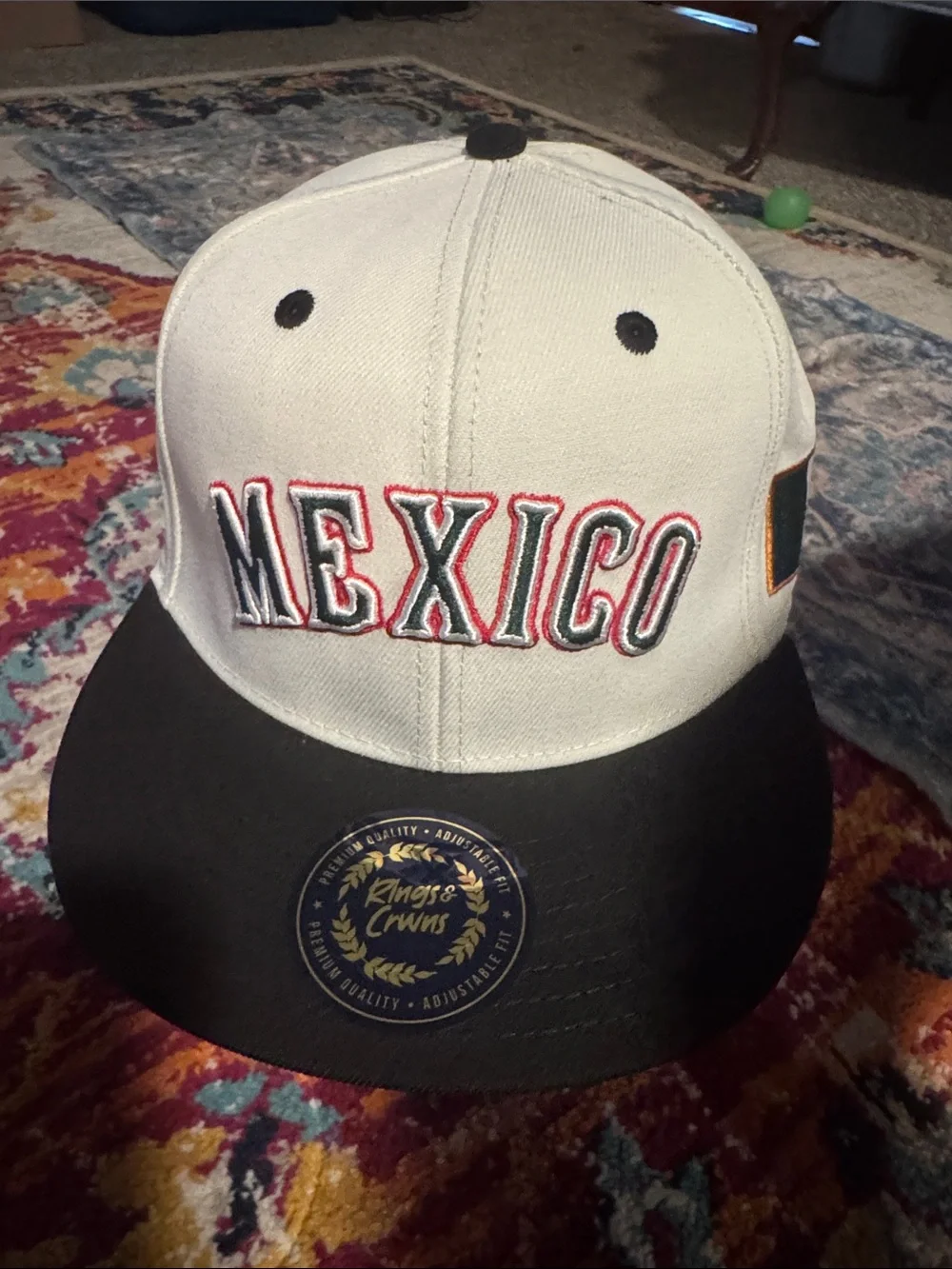 Mexico Embroidered Two-Tone Snapback Cap - White & Black